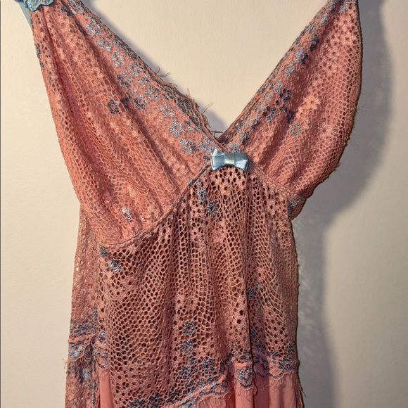 Y2K Pink & Lavender Lace /Floral Appliqué Chemise Lingerie Nightgown Size Large - Picture 7 of 17
